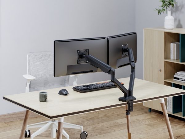   VDD Doppelmonitorarm – Monitorhalterung – Bildschirmhalterung – höhenverstellbar – für 2 Bildschirme