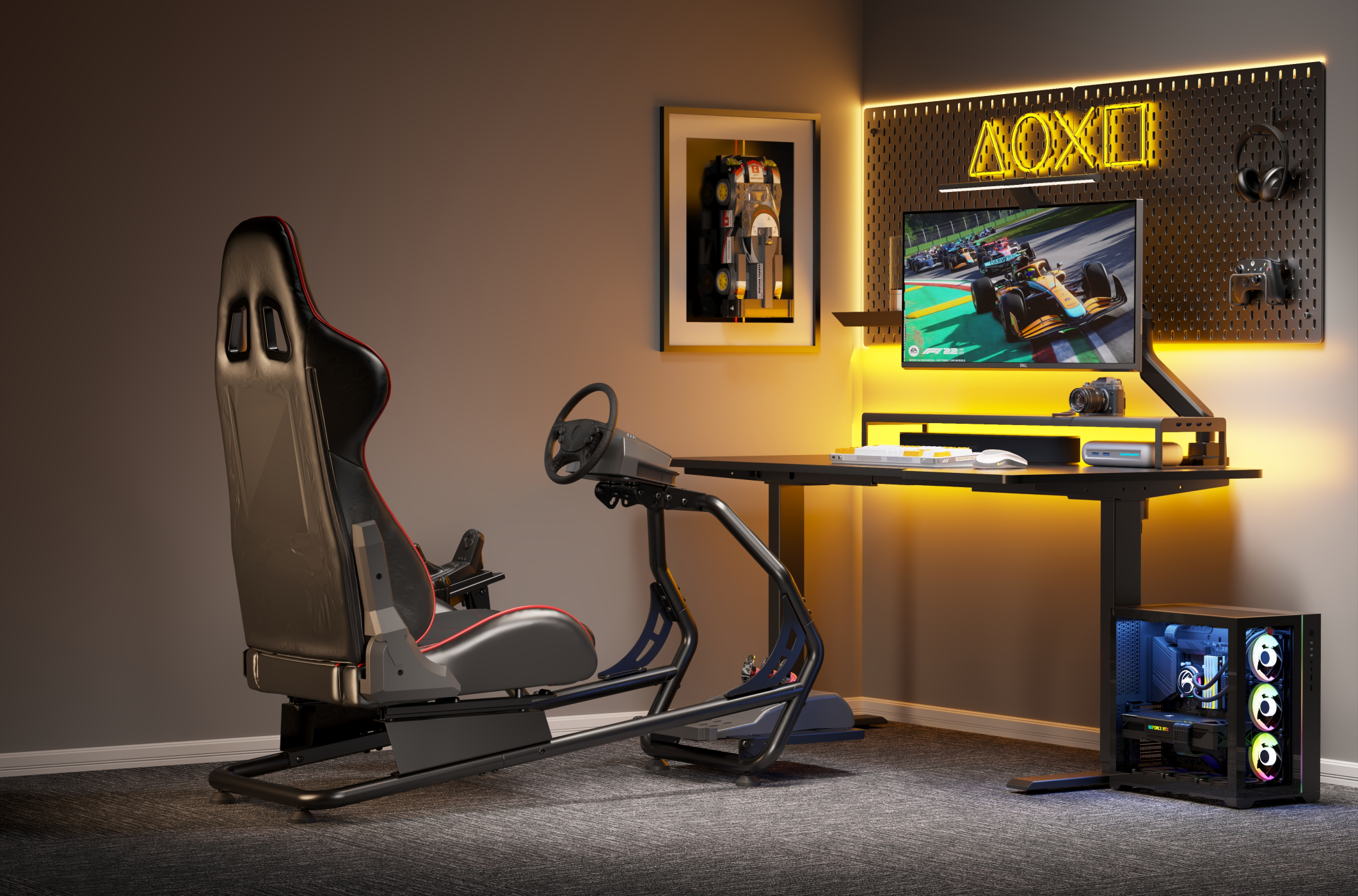 Rennsitz-Cockpit-Simulator - voll einstellbar - ohne Monitorhalter - alternatives Bild