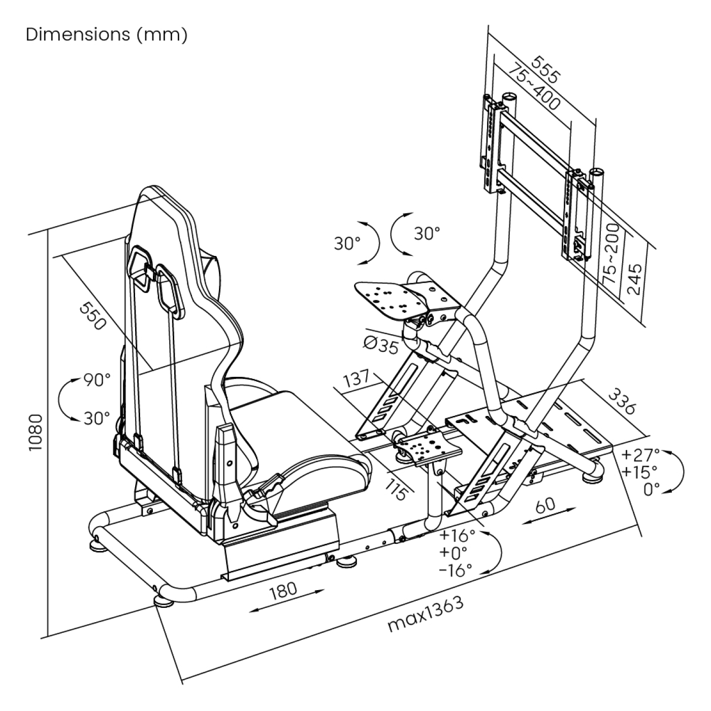 Rennstuhl-Cockpit-Simulator – voll verstellbar – Rennsitz - VDD World DE Rennstuhl-Cockpit-Simulator – voll verstellbar – Rennsitz - VDD World DE
