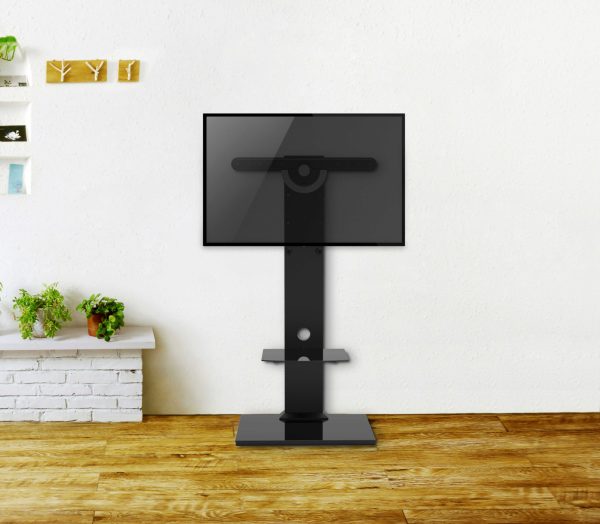   TV-Ständer – TV-Ständerfuß – Holz mit Glas – höhenverstellbar bis 125 cm