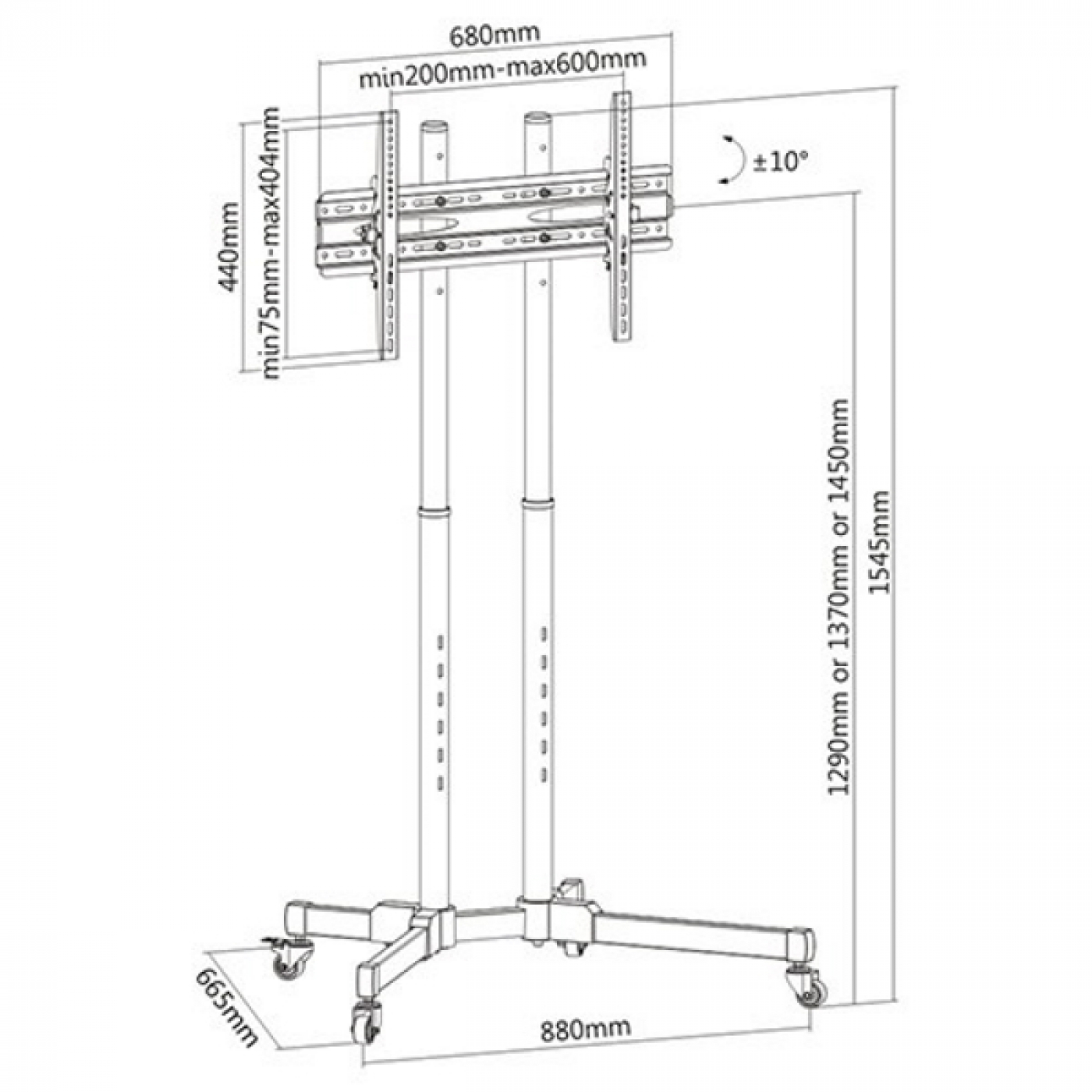 TV-Stativ Stativ - mobil - höhenverstellbar und neigbar - alternatives Bild