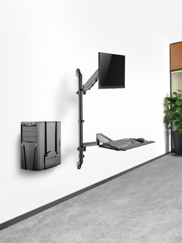 Sitz-Ständer Arbeitsplatz-Wandmontage - Monitorhalterung Tastatur-Wandhalterung - Arbeitsplatz - alternatives Bild