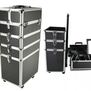 Schminkkoffer Kosmetik Friseurwagen Kosmetikkoffer 4 in 1 schwarz
