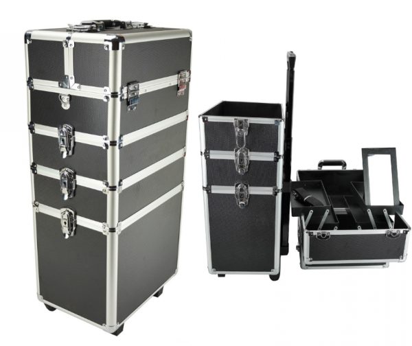   Schminkkoffer Kosmetik Friseurwagen Kosmetikkoffer 4 in 1 schwarz