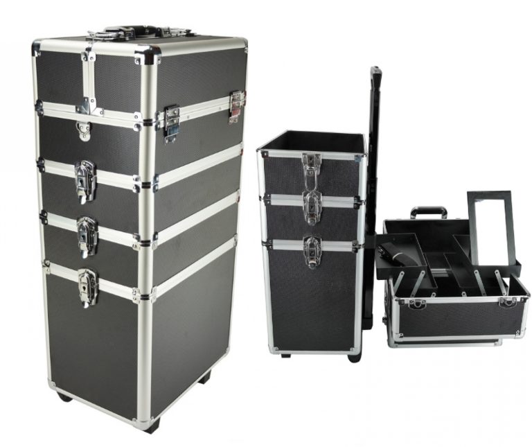 Schminkkoffer Kosmetik Friseurwagen Kosmetikkoffer 4 in 1 schwarz