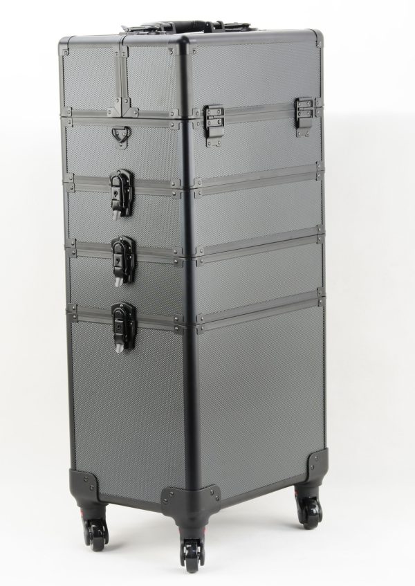   Visagie Schminkkoffer Kosmetik Friseurwagen Beauty Case 4 in 1 Schwarz