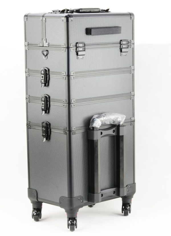   Visagie Schminkkoffer Kosmetik Friseurwagen Beauty Case 4 in 1 Schwarz