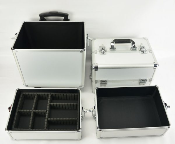   Schminkkoffer Kosmetik Friseurwagen Kosmetikkoffer 4 in 1 silber