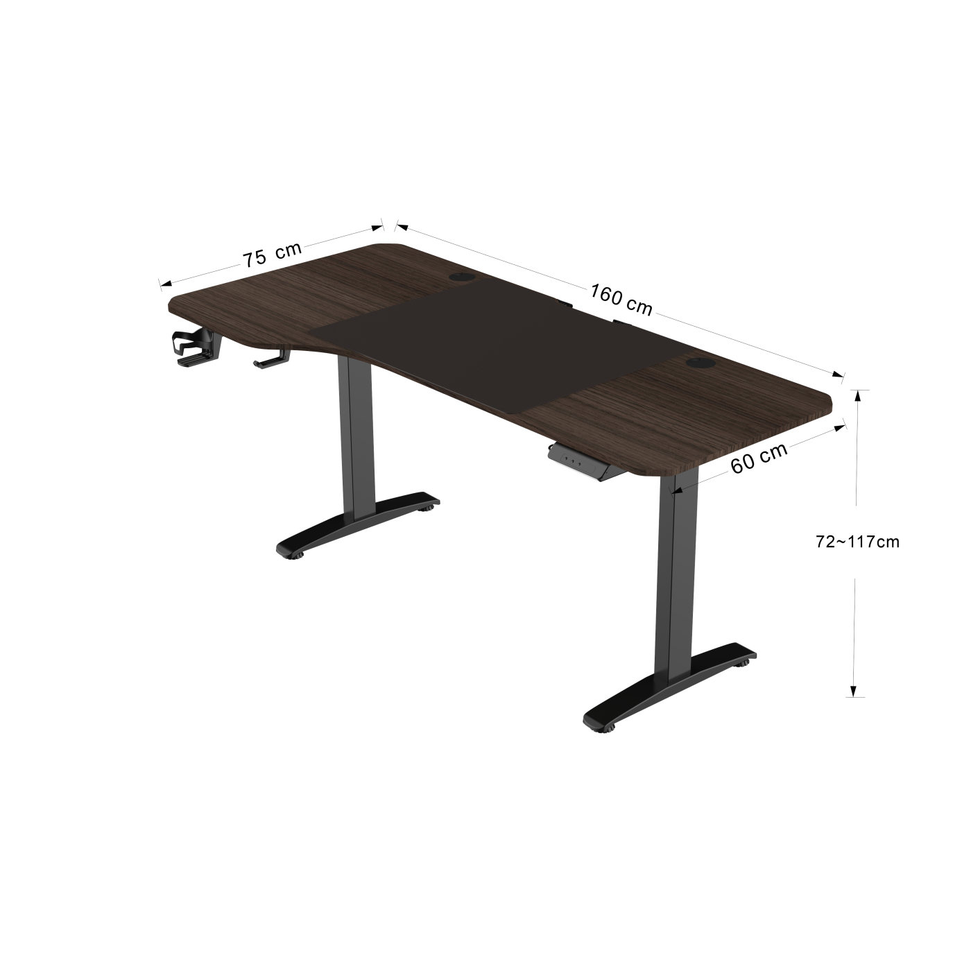 VDD Gaming - Gaming Schreibtisch - Sitzständer elektrisch höhenverstellbar - 160 x 75 cm - alternatives Bild