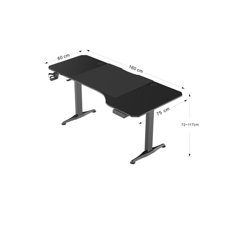 VDD Gaming - Gaming Schreibtisch - Sitzständer elektrisch höhenverstellbar - 160 x 75 cm - alternatives Bild