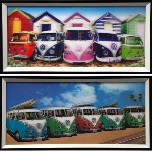 VW Volkswagen Retro Vintage Bus 3D holografische Malerei SET von 2 Stück