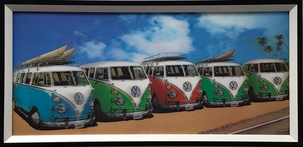   VW Volkswagen Retro Vintage Bus 3D holografische Malerei SET von 2 Stück