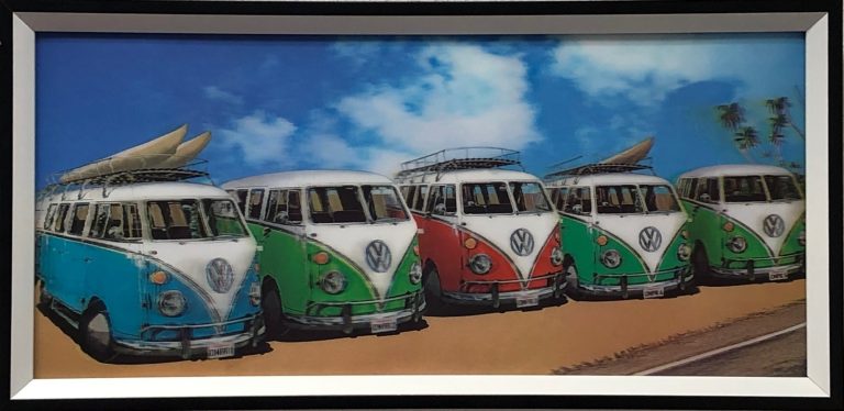 VW Volkswagen Retro Vintage Bus 3D holografische Malerei SET von 2 Stück - alternatives Bild