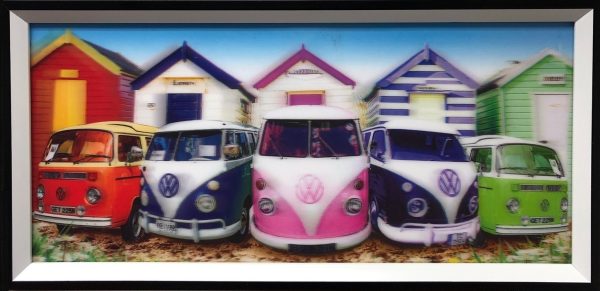   VW Volkswagen Retro Vintage Bus 3D holografische Malerei SET von 2 Stück