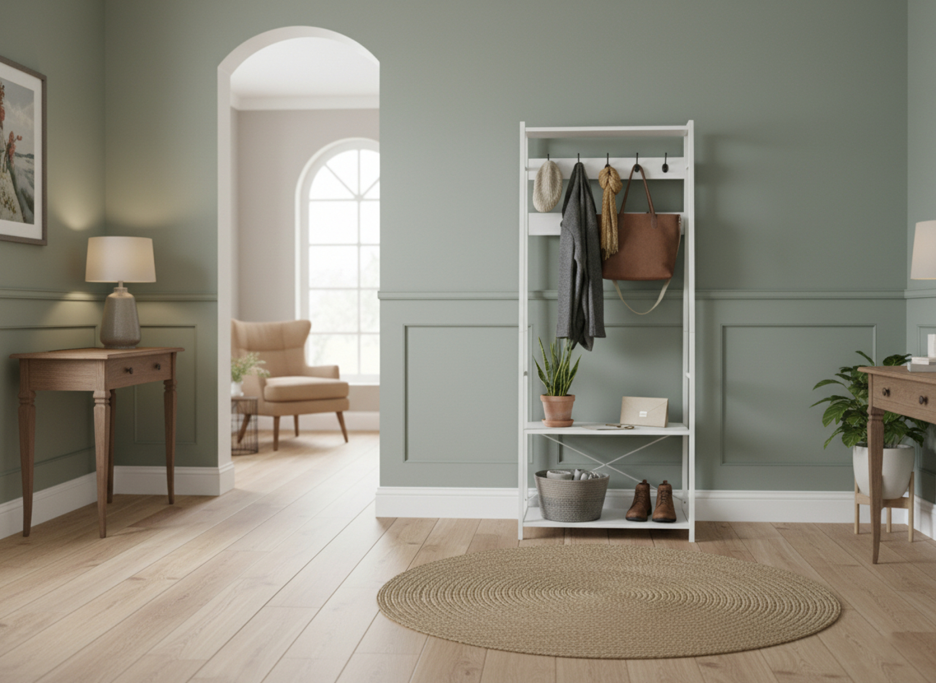 Elegante weiße Garderobe mit Sitzbank und Schuhregal – platzsparend und stilvoll! - VDD World DE Elegante weiße Garderobe mit Sitzbank und Schuhregal – platzsparend und stilvoll! - VDD World DE