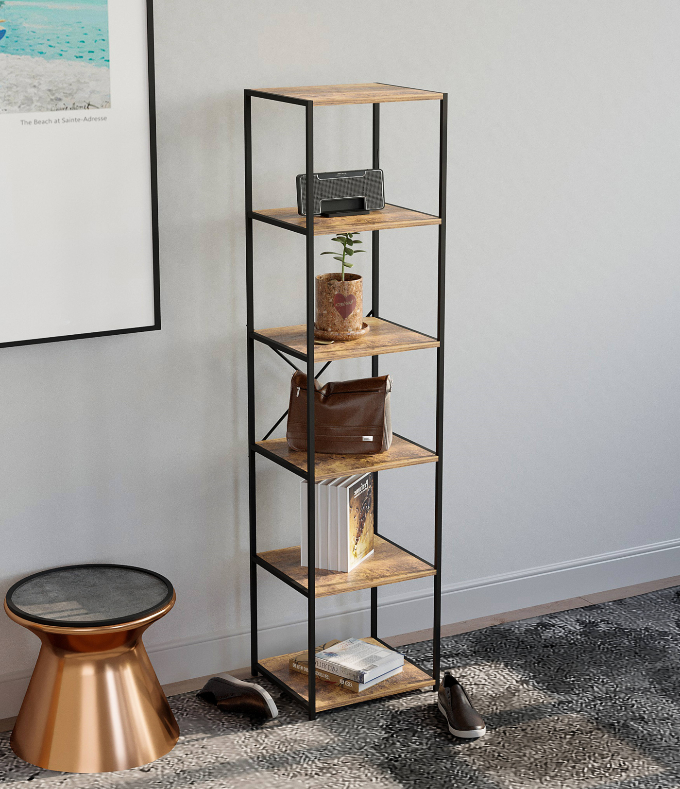 VDD Küchenschrank Industrie - Küchenregal Organizer - 174 cm hoch - vintage braun Holz - alternatives Bild