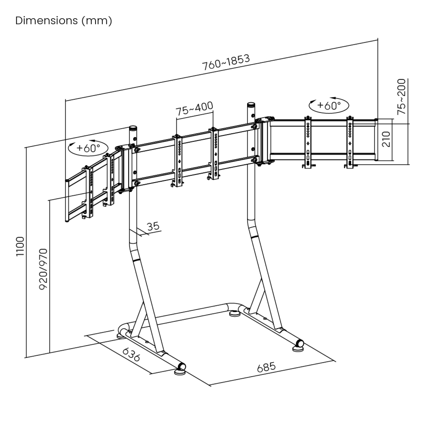 VDD – Monitorständer – Monitorständer – Monitorständer für 3 Monitore – Monitorhalterung - VDD World DE VDD – Monitorständer – Monitorständer – Monitorständer für 3 Monitore – Monitorhalterung - VDD World DE