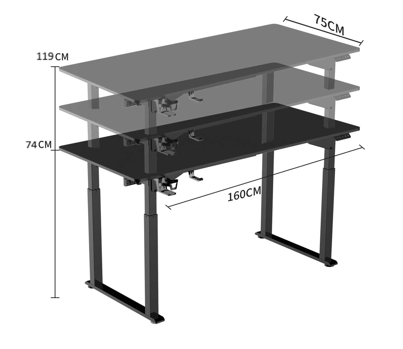 VDD - Schreibtisch Sitz-Steh elektrisch verstellbar - Spieltisch - ergonomischer Arbeitsplatz - alternatives Bild