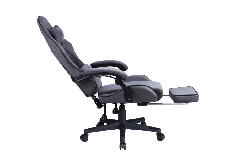 VDD – Gaming-Stuhl mit Fußstütze – gepolsterte Armlehnen – höhenverstellbar – Massagekissen – grau - alternatives Bild