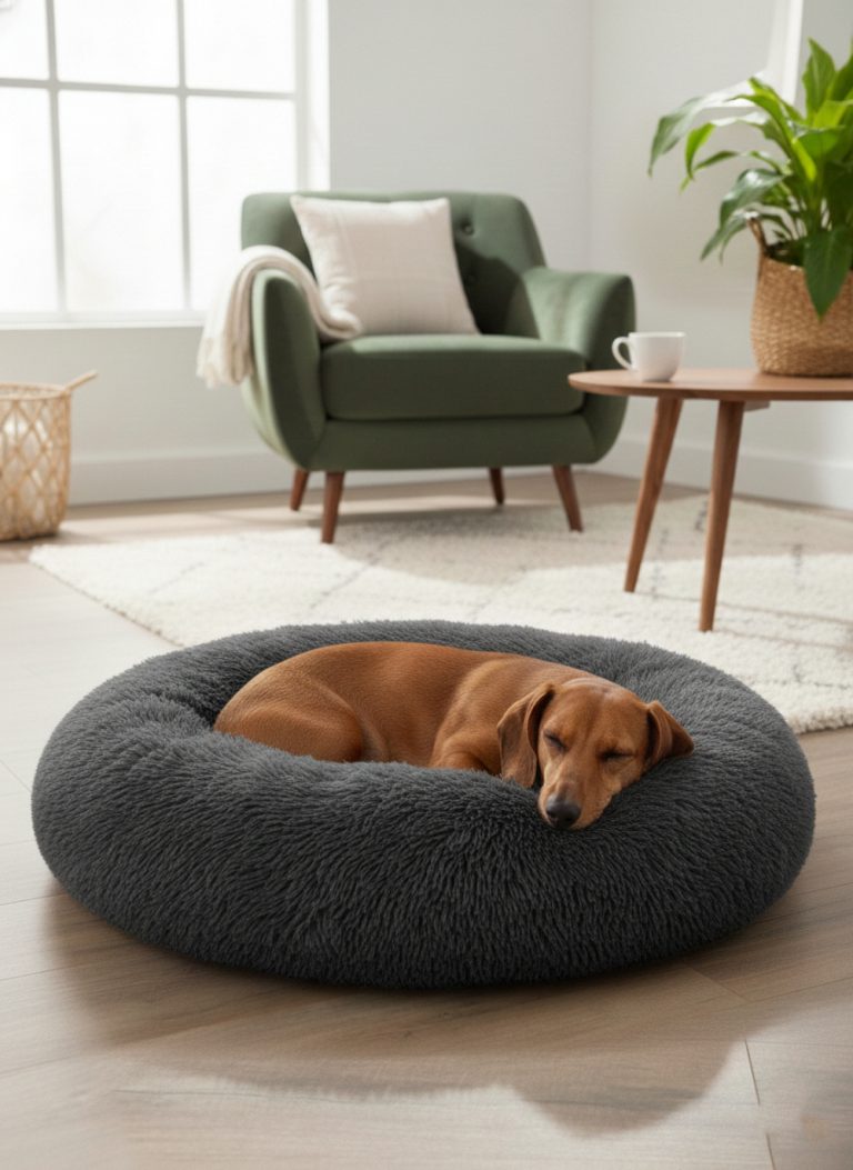 Hundekorb - Hundebett - Donut-Hundekorb - 80cm - schwarz - alternatives Bild