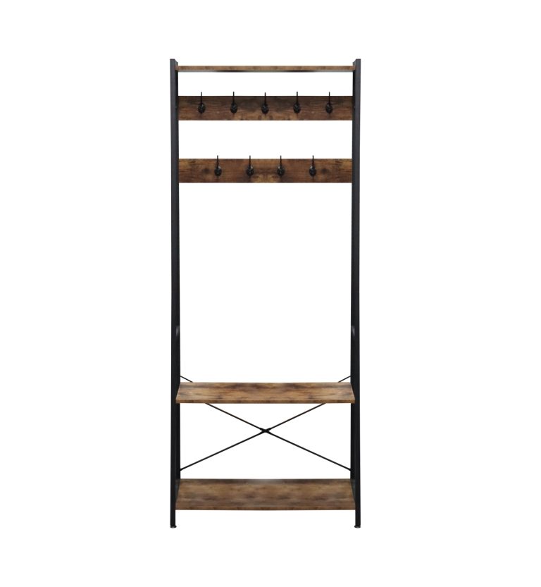 Industrielle Garderobe mit Bank und Schuhregal – cool und stilvoll!