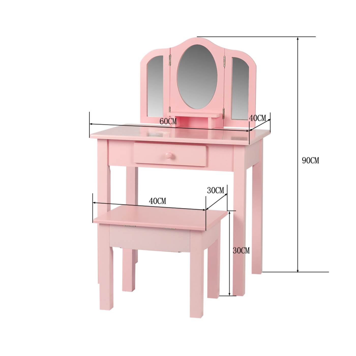 VDD – Frisiertisch – Schminktisch – Make-up-Tisch – Frisierstuhl – Rosa - VDD World DE VDD – Frisiertisch – Schminktisch – Make-up-Tisch – Frisierstuhl – Rosa - VDD World DE
