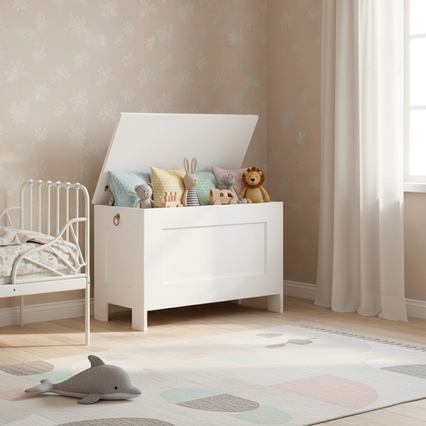 VDD - Aufbewahrungstruhe Holz - Spielzeugtruhe - Deckentruhe - weiß - alternatives Bild