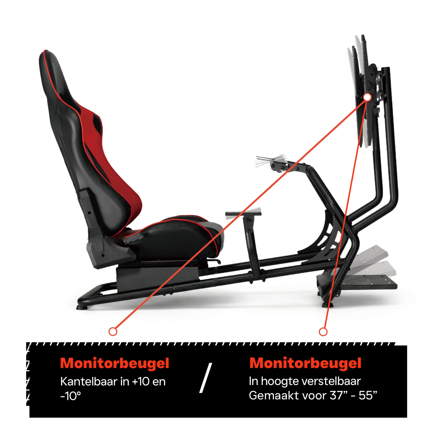 Rennsitz-Cockpit-Simulator - voll einstellbar mit Bildschirmhalterung - alternatives Bild