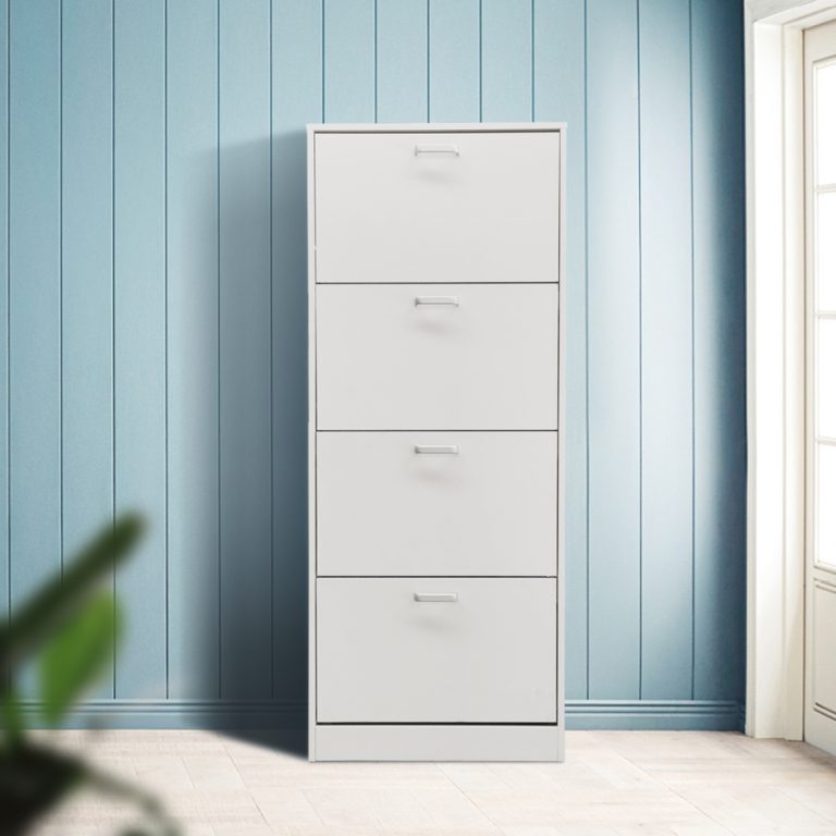 Schuhschrank - Schuhregal - 4 Fächer mit Klapptüren - weiß - alternatives Bild