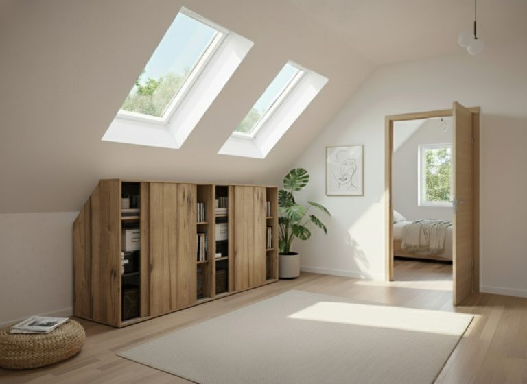 VDD – Fachschrank – Kleiderschrank – Aufbewahrungsschrank – Schrägwandschrank – Eiche - alternatives Bild