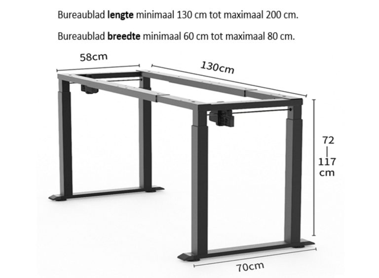 VDD - Schreibtisch-Sitz-Steh-Gestell - elektrisch höhenverstellbar - 130 kg Belastbarkeit - alternatives Bild