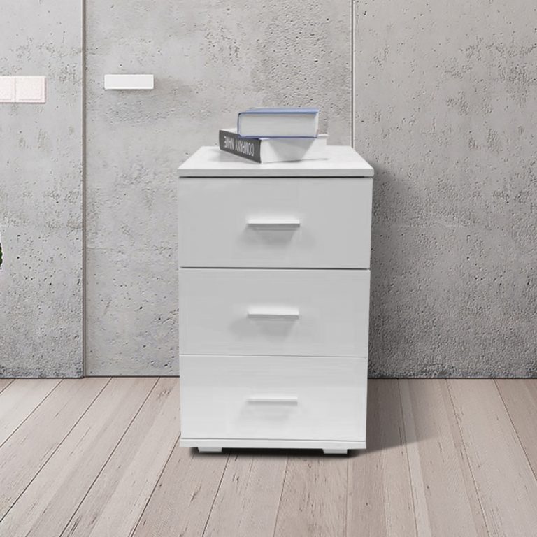 Nachttisch Flurschrank 3 Schubladen 63 cm hoch weiß - alternatives Bild
