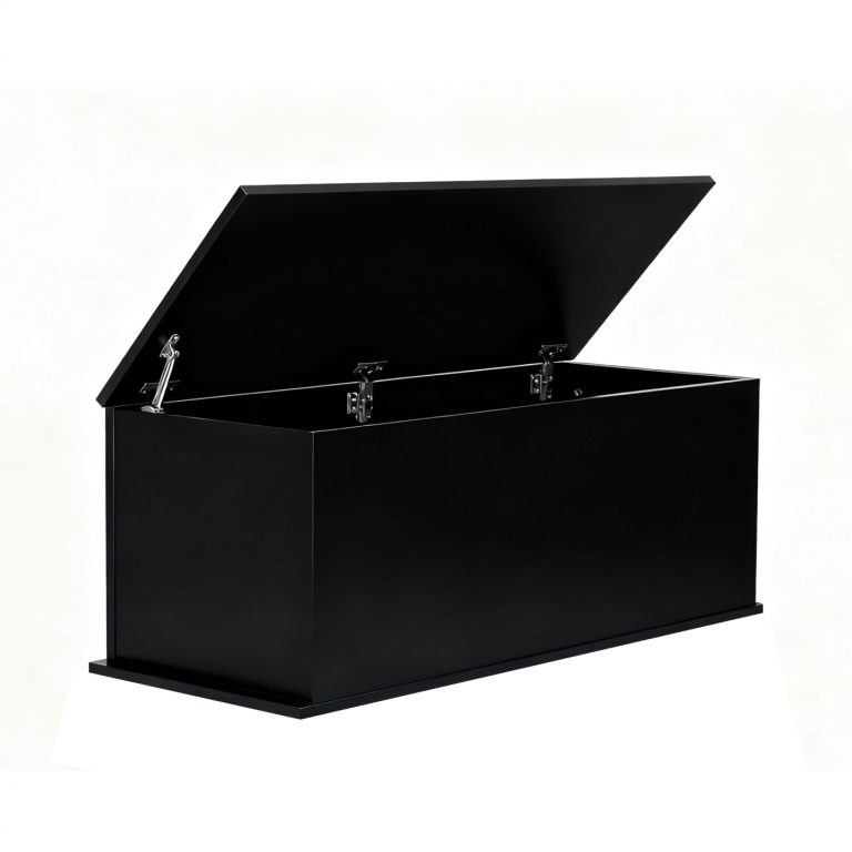 Aufbewahrungsbox Holz - Spielzeugkiste - Deckenkiste - 100 cm breit - Schwarz