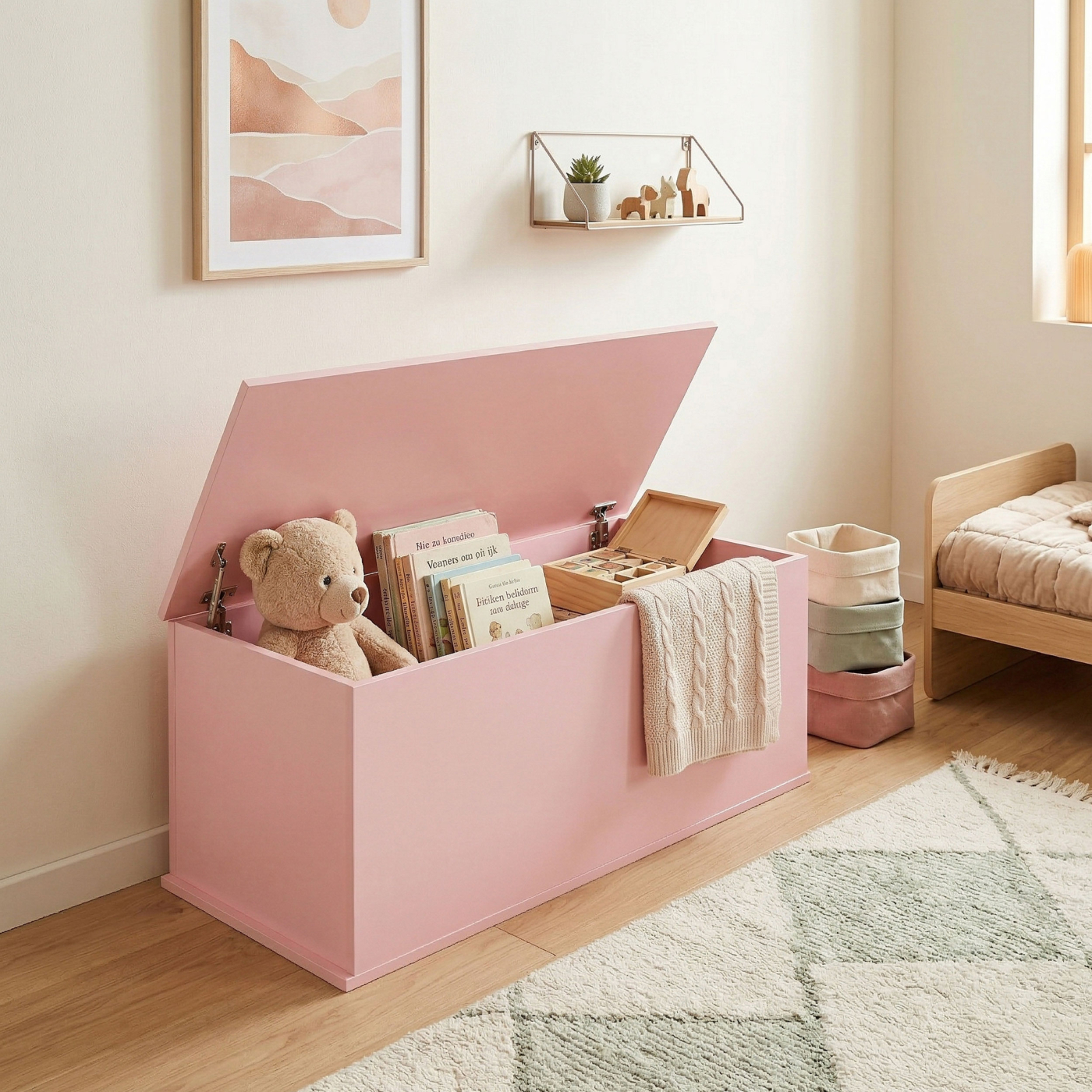 VDD - Aufbewahrungsbox - Spielzeugtruhe - Deckentruhe - 100 cm breit - rosa - VDD World DE VDD - Aufbewahrungsbox - Spielzeugtruhe - Deckentruhe - 100 cm breit - rosa - VDD World DE