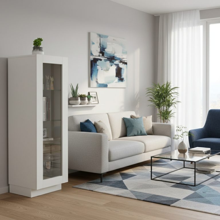 VDD – Vitrine – Vitrine mit Glas – Ausstellungsvitrine – Vitrine weiß - alternatives Bild