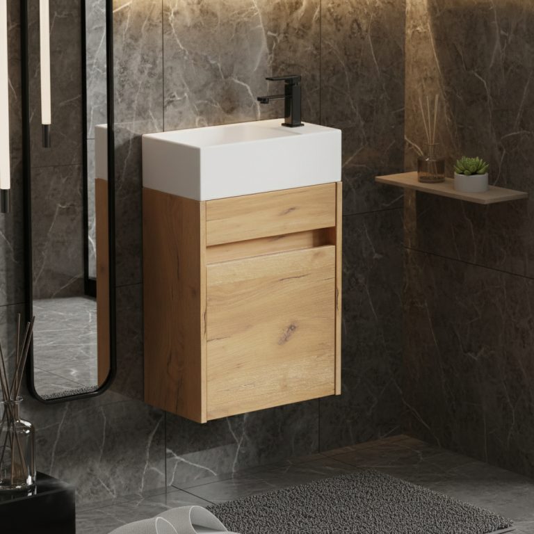 VDD – WC-Schrank – WC-Schrank ohne Waschbecken – WC-Schrank aus Eiche – Waschtischunterschrank - alternatives Bild