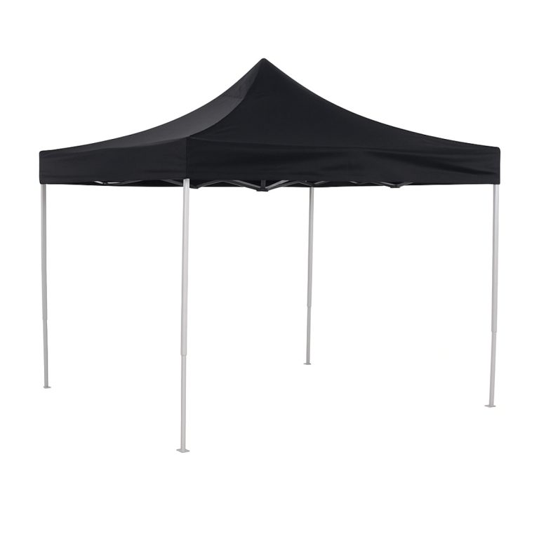 Partyzelt easy up 3 x 3 - Mundharmonikagestell - 420D Oxford schwarze Zeltplane mit PVC-Beschichtung
