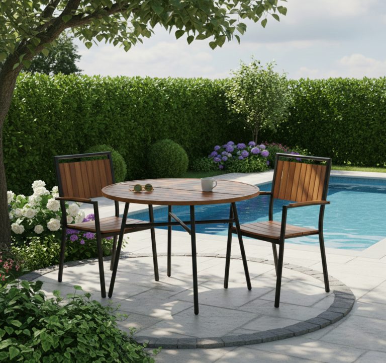 VDD – Gartentisch – Tisch für den Außenbereich – Runder Tisch – Aluminium – 100 x 73,5 cm - alternatives Bild