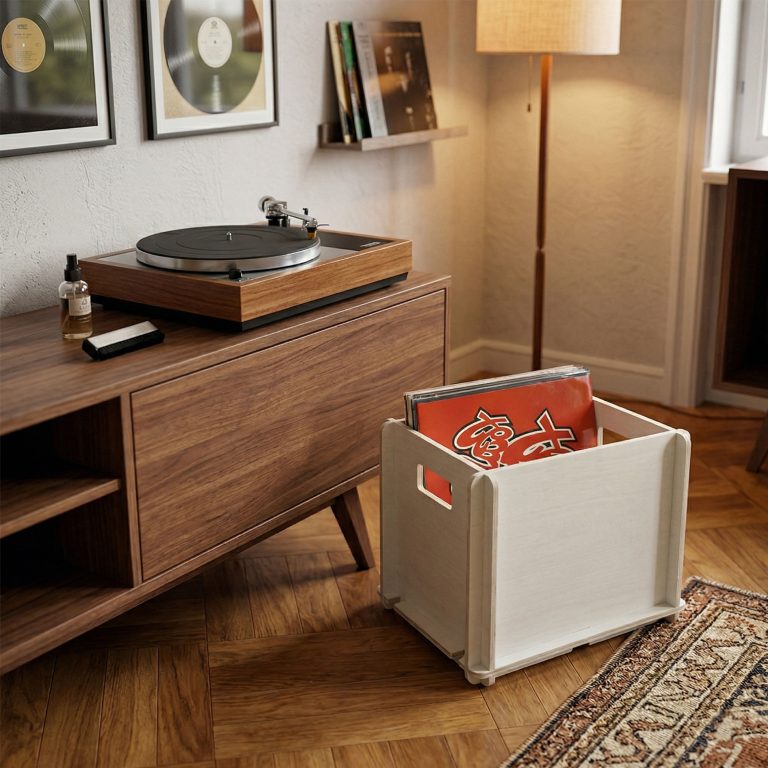 Schallplatten-Aufbewahrungsbox - Aufbewahrungsbox - Holz - weiß - alternatives Bild