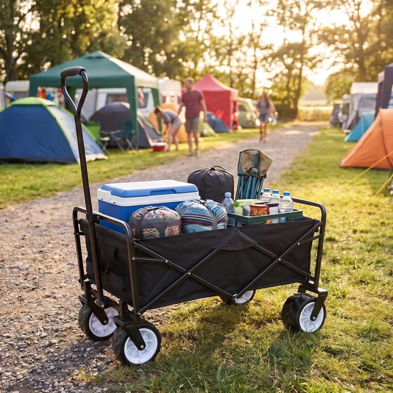 Bollerwagen – schwenkbare breite Räder – stabiles Gestell – 75 kg Tragkraft - alternatives Bild