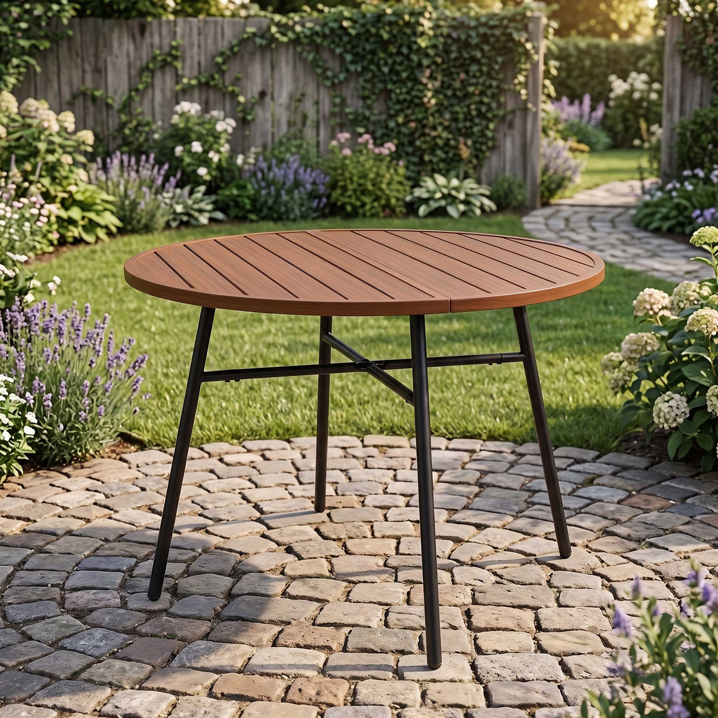 VDD – Gartentisch – Tisch für den Außenbereich – Runder Tisch – Aluminium – 100 x 73,5 cm - VDD World DE VDD – Gartentisch – Tisch für den Außenbereich – Runder Tisch – Aluminium – 100 x 73,5 cm - VDD World DE