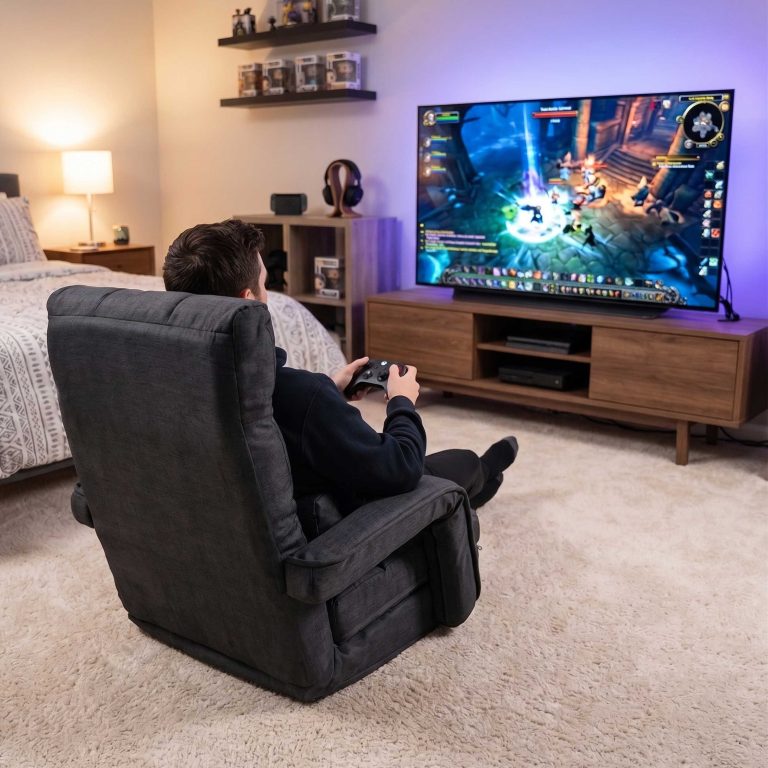 VDD - Gaming-Stuhl-Lounge – Bodenstuhl – verstellbare Rückenlehne – lässt sich zur Liege ausklappen - alternatives Bild
