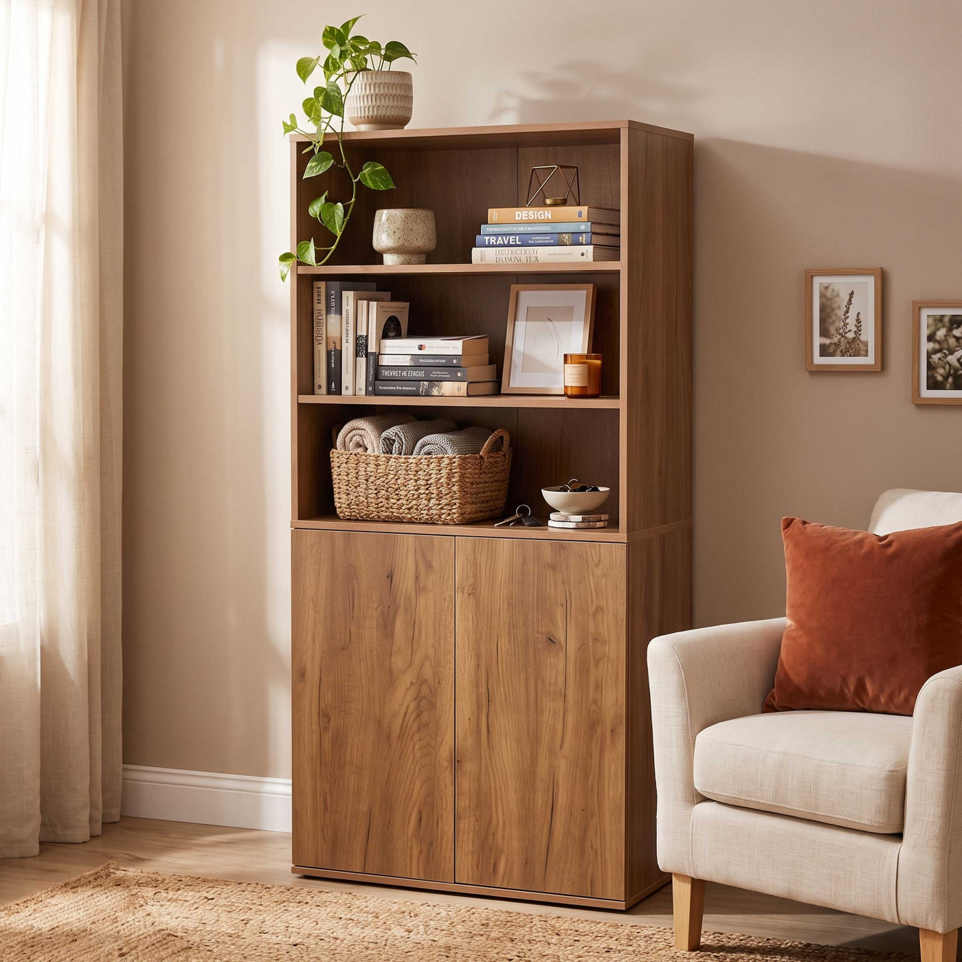 VDD – Schrank – Bücherregal – Aufbewahrungsschrank – Push-to-Close-Türen – 70 x 40 x 146 cm - alternatives Bild