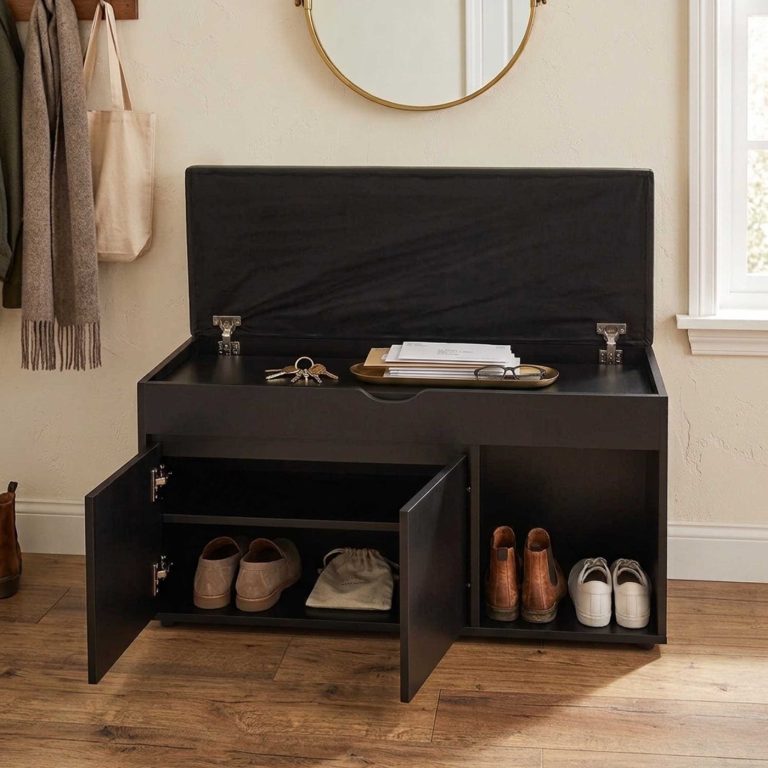 Garderobenständer groß Garderobenständer Tough - mit Bank Schuhregal - Industriemetall Holz - 183 cm - VDD World DE