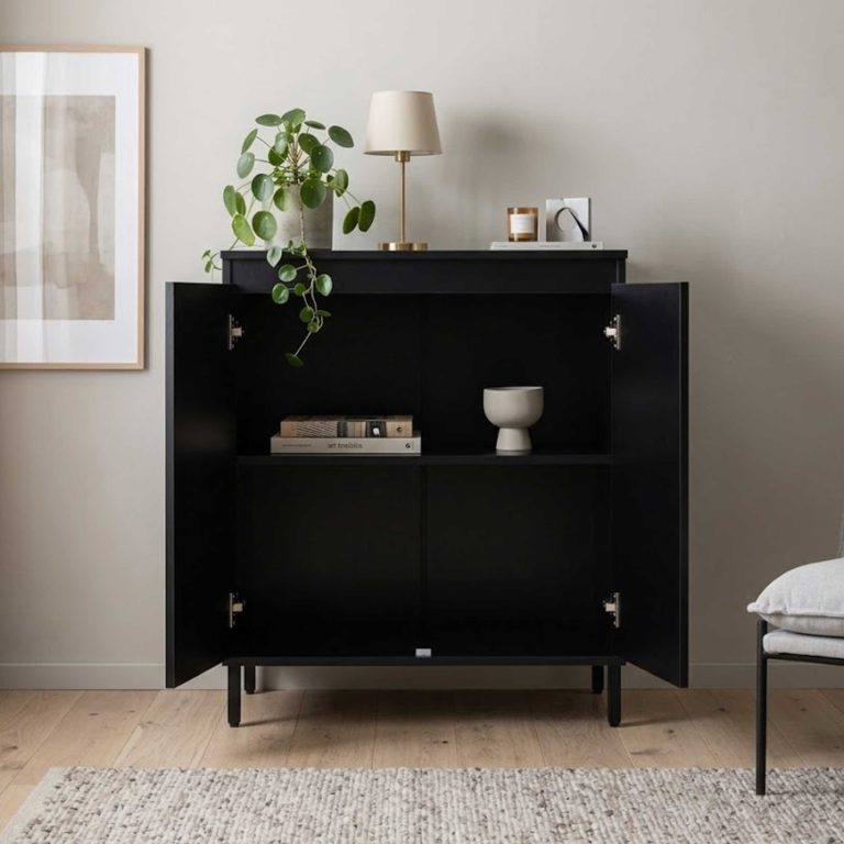 VDD – Schrank – Aufbewahrungsschrank – Wandmöbel – 70 x 40 x 82,5 cm – Schwarz - alternatives Bild