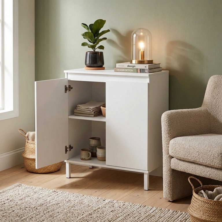 VDD – Schrank – Aufbewahrungsschrank – Wandmöbel – 70 x 40 x 82,5 cm – Weiß - alternatives Bild
