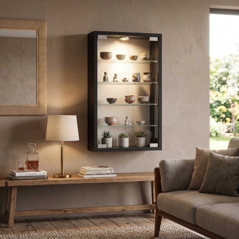 VDD – Vitrine – Vitrine mit Glas – Vitrine mit LED-Beleuchtung – Vitrine – 40 x 12 x 60 cm – Schwarz - alternatives Bild