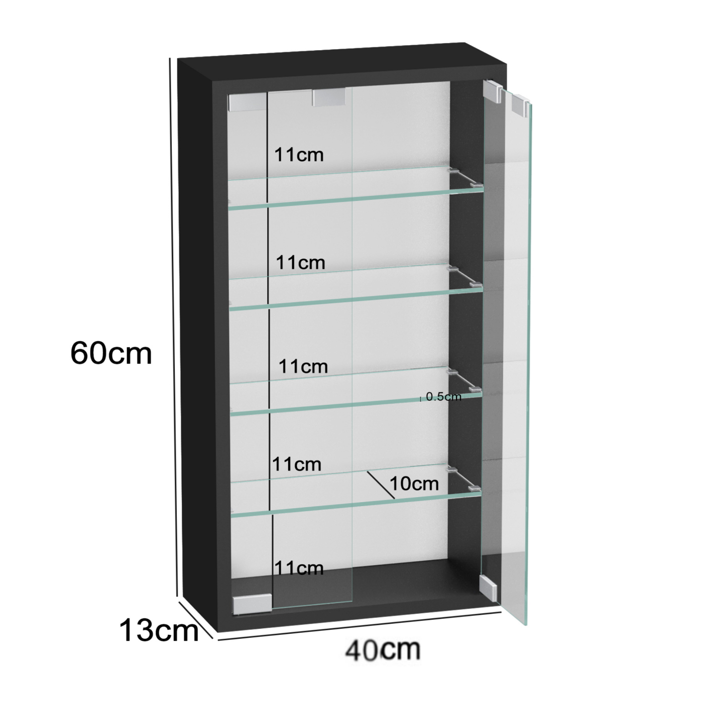 VDD – Vitrine – Vitrine mit Glas – Vitrine mit LED-Beleuchtung – Vitrine – 40 x 12 x 60 cm – Schwarz - VDD World DE VDD – Vitrine – Vitrine mit Glas – Vitrine mit LED-Beleuchtung – Vitrine – 40 x 12 x 60 cm – Schwarz - VDD World DE