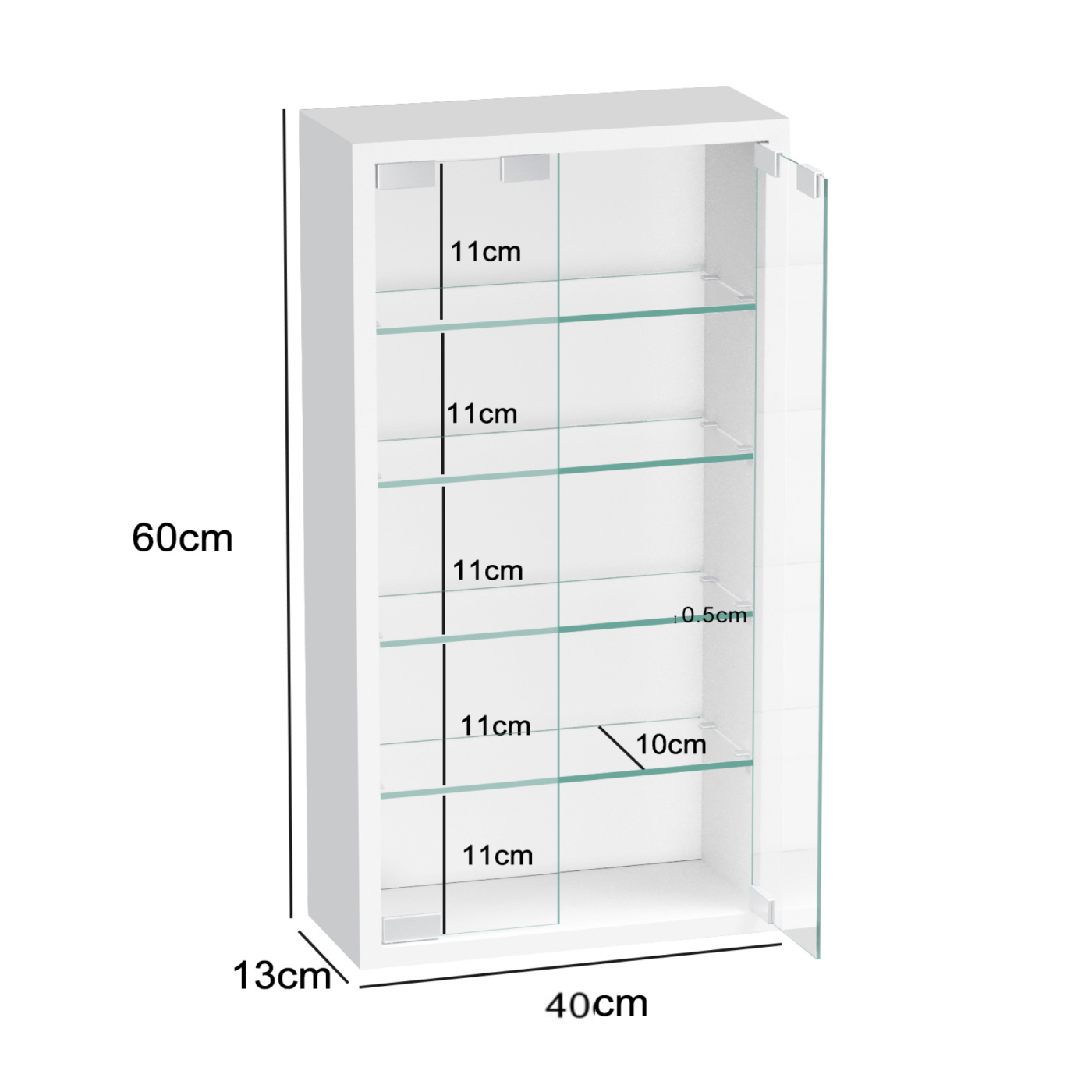 VDD – Vitrine – Vitrine mit Glas – Vitrine mit LED-Beleuchtung – Vitrine – 40 x 12 x 60 cm – weiß - VDD World DE VDD – Vitrine – Vitrine mit Glas – Vitrine mit LED-Beleuchtung – Vitrine – 40 x 12 x 60 cm – weiß - VDD World DE
