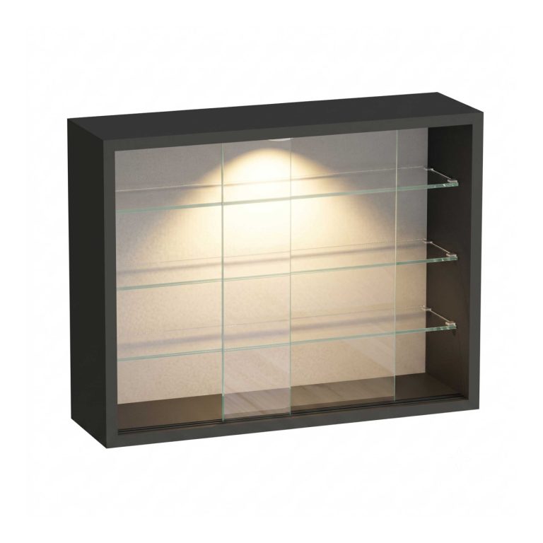 VDD – Vitrine – Vitrine mit Glas – Vitrine mit LED-Beleuchtung – Vitrine – 50 x 12 x 40 cm – Schwarz